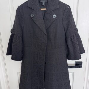 Nine West Textured Black Trench Coat